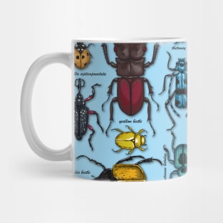 Beetles on blue Mug